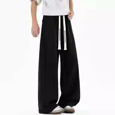 大卫贝肯 美式复古高街系带纯色拼接宽松时尚卫裤休闲裤 男女同款