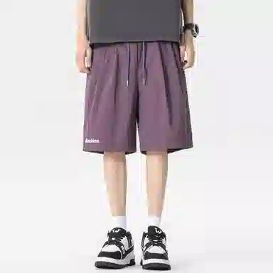 大卫贝肯 美式复古基础款字母印花多巴胺宽松直筒百搭日常通勤运动松紧腰系带五分休闲短裤 男女同款