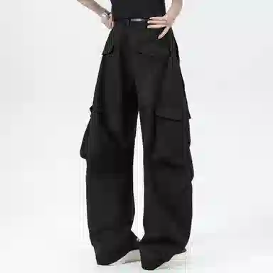 大卫贝肯 美式复古手写字母印花图案重磅双面棉多层次结构款多袋短袖山本斜弯刀褶皱伞兵裤休闲运动套装 男女同款