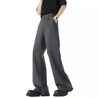 大卫贝肯 美式高街西裤可拆卸织带扣宽松纯色显高直筒轻薄透气垂坠感微喇休闲裤 男女同款