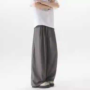 大卫贝肯 美式复古褶皱冰丝薄款肌理感山本裤潮流宽松简约百搭松弛慵懒垂坠感舒适亲肤凉爽透气阔腿休闲裤 男女同款