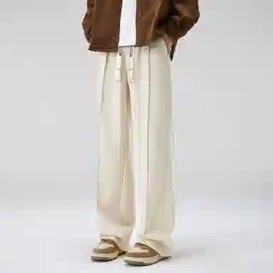 大卫贝肯 美式简约纯色字母刺绣抽绳系带宽松阔腿休闲裤 男女同款