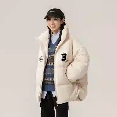 大卫贝肯 美式经典纯色日常通勤百搭休闲长袖面包服羽绒服 男女同款