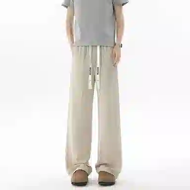 大卫贝肯 美式高街潮流学院风扎染山本褶皱透气冰丝凉感薄款高腰简约轻盈设计垂感通勤百搭宽松直筒阔腿长裤休闲裤 男女同款