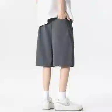 大卫贝肯 纯色美式街头城市机能风字母假扣设计款系带户外运动休闲百搭五分工装短裤 男女同款