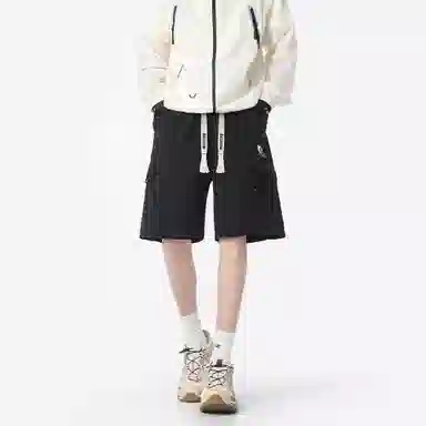 大卫贝肯 美式高街简约字母户外运动通勤宽松百搭潮流舒适个性直筒机能工装五分休闲短裤 男女同款