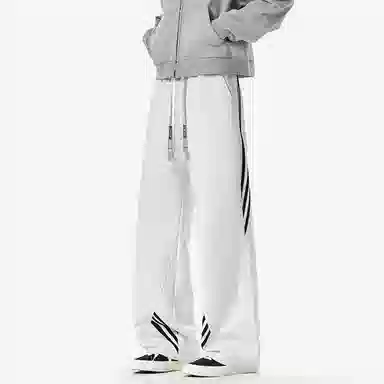 大卫贝肯 美式复古经典侧边三条杠结构拼接户外高街系绳卫裤舒适百搭宽松垂感直筒运动休闲裤 男女同款