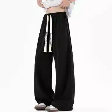 大卫贝肯 美式复古高街系带纯色拼接宽松时尚卫裤休闲裤 男女同款