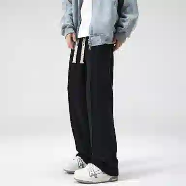 大卫贝肯 美式简约纯色字母刺绣抽绳系带宽松阔腿休闲裤 男女同款