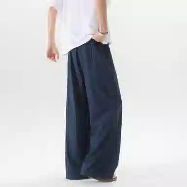 大卫贝肯 美式复古褶皱冰丝薄款肌理感山本裤潮流宽松简约百搭松弛慵懒垂坠感舒适亲肤凉爽透气阔腿休闲裤 男女同款