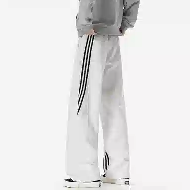 大卫贝肯 美式复古经典侧边三条杠结构拼接户外高街系绳卫裤舒适百搭宽松垂感直筒运动休闲裤 男女同款