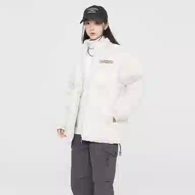 大卫贝肯 美式高街背面樱花花卉图案字母印花日常通勤百搭宽松休闲立领棉服 男女同款 黑色