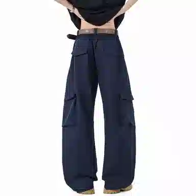 大卫贝肯 美式复古手写字母印花图案重磅双面棉多层次结构款多袋短袖山本斜弯刀褶皱伞兵裤休闲运动套装 男女同款