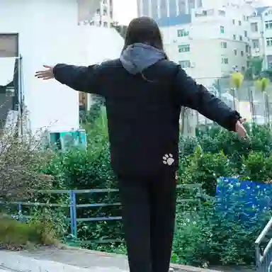 大卫贝肯 美式复古假两件趣味卡通爪印字母印花连帽保暖宽松纯色面包棉服垂感加绒加厚长裤休闲运动套装 男女同款