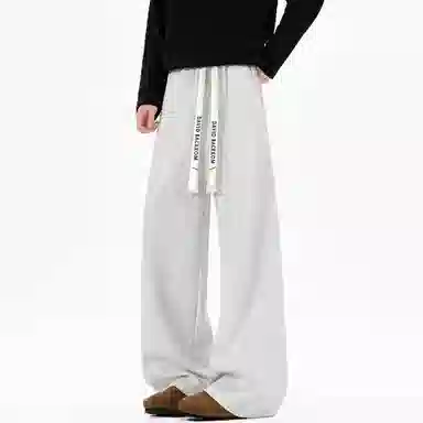 大卫贝肯 美式复古高街系带纯色拼接宽松时尚卫裤休闲裤 男女同款