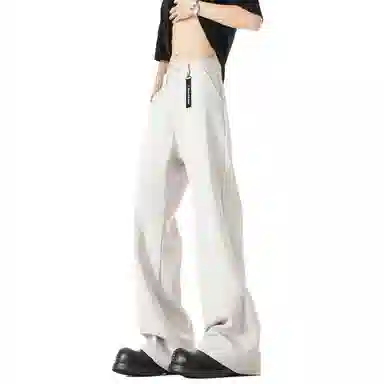 大卫贝肯 美式高街西裤可拆卸织带扣宽松纯色显高直筒轻薄透气垂坠感微喇休闲裤 男女同款