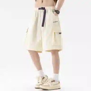 大卫贝肯 ×贝肯熊 联名款 幸运四叶草打碎字母印花透气圆领短袖手写撞色工装五分裤休闲运动套装 男女同款