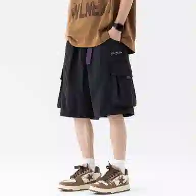 大卫贝肯 ×贝肯熊 联名款 幸运四叶草打碎字母印花透气圆领短袖手写撞色工装五分裤休闲运动套装 男女同款