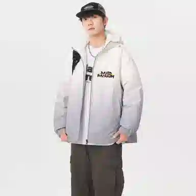 大卫贝肯 美式复古品牌宽松休闲日常百搭连帽羽绒服 男女同款