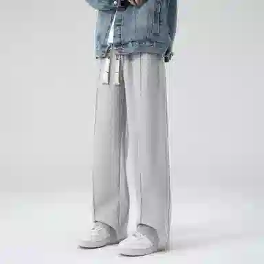 大卫贝肯 美式简约纯色字母刺绣抽绳系带宽松阔腿休闲裤 男女同款