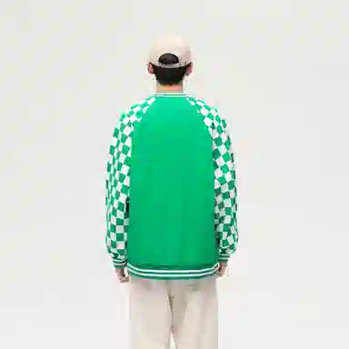 大卫贝肯  美式复古高街袖子格子纹设计日常通勤百搭休闲宽松潮流长袖棒球服 男女同款