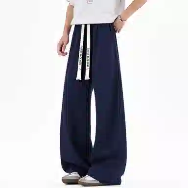 大卫贝肯 美式复古高街系带纯色拼接宽松时尚卫裤休闲裤 男女同款