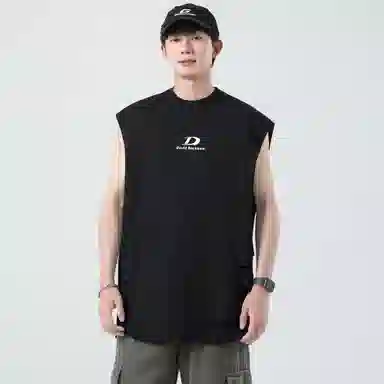 大卫贝肯 美式字母印花无袖宽松百搭背心 男女同款