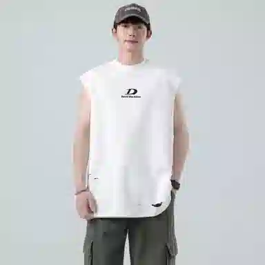 大卫贝肯 美式字母印花无袖宽松百搭背心 男女同款