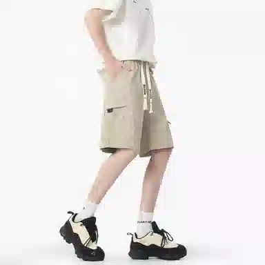 大卫贝肯 美式高街简约字母户外运动通勤宽松百搭潮流舒适个性直筒机能工装五分休闲短裤 男女同款