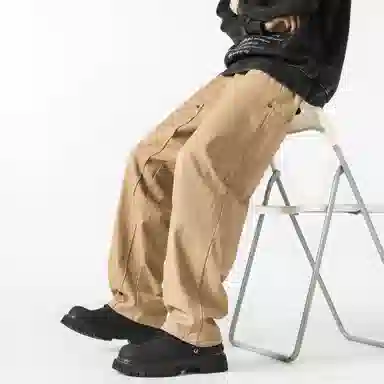 大卫贝肯 美式复古基础款经典纯色简约阔腿直筒机能风宽松百搭工装裤 男女同款