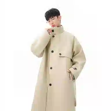 大卫贝肯 美式高街简约基础中长款英伦高级感设计痞帅纯色潮牌休闲舒适宽松日常百搭街头风无性别主义大衣 男款