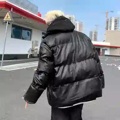 大卫贝肯 美式高街学院风宽松休闲加厚外套连帽假两件保暖棉服 男女同款