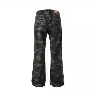 大卫贝肯 美式高街复古迷彩设计百搭阔腿宽松直筒休闲裤 男女同款