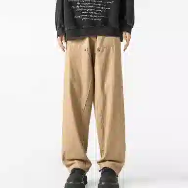 大卫贝肯 美式复古基础款经典纯色简约阔腿直筒机能风宽松百搭工装裤 男女同款