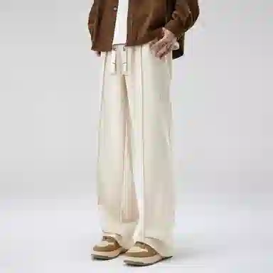 大卫贝肯 美式简约纯色字母刺绣抽绳系带宽松阔腿休闲裤 男女同款