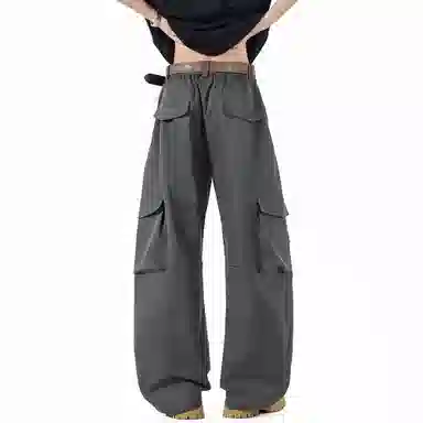 大卫贝肯 美式复古手写字母印花图案重磅双面棉多层次结构款多袋短袖山本斜弯刀褶皱伞兵裤休闲运动套装 男女同款