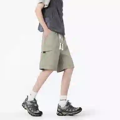 大卫贝肯 美式高街简约字母户外运动通勤宽松百搭潮流舒适个性直筒机能工装五分休闲短裤 男女同款