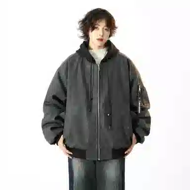 大卫贝肯 美式高街基础经典休闲百搭加厚假两件连帽棉服 男女同款