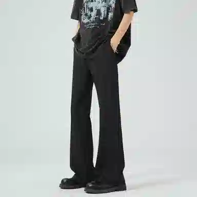 大卫贝肯 美式高街西裤可拆卸织带扣宽松纯色显高直筒轻薄透气垂坠感微喇休闲裤 男女同款