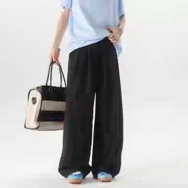 大卫贝肯 美式复古褶皱冰丝薄款肌理感山本裤潮流宽松简约百搭松弛慵懒垂坠感舒适亲肤凉爽透气阔腿休闲裤 男女同款