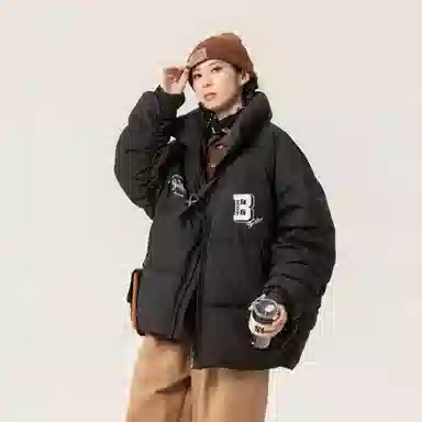 大卫贝肯 美式经典纯色日常通勤百搭休闲长袖面包服羽绒服 男女同款