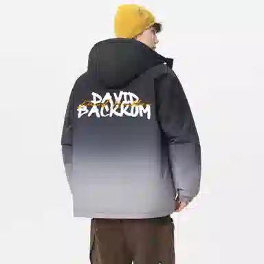 大卫贝肯 美式复古品牌宽松休闲日常百搭连帽羽绒服 男女同款