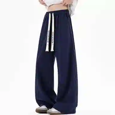 大卫贝肯 美式复古高街系带纯色拼接宽松时尚卫裤休闲裤 男女同款