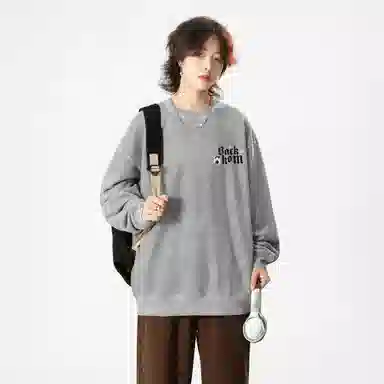 大卫贝肯 美式复古休闲宽松向日葵字母印花宽松百搭纯棉圆领脏脏卫衣 男女同款