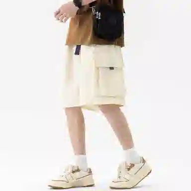 大卫贝肯 ×贝肯熊 联名款 幸运四叶草打碎字母印花透气圆领短袖手写撞色工装五分裤休闲运动套装 男女同款