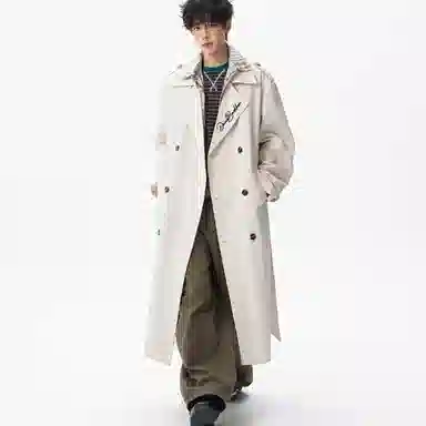 大卫贝肯 美式无性别主义高街简约基础中长款英伦高级感收腰系带设计痞帅纯色潮牌休闲宽松通勤百搭外套大衣 男女同款