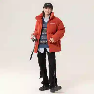 大卫贝肯 美式高街复古经典潮流字母印花纯色休闲面包服加厚保暖立领外套棉服 男女同款