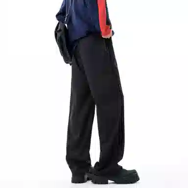 大卫贝肯 美式高街简约纯色基础款字母宽松柔软舒适直筒百搭垂感拖地系带休闲裤 男女同款