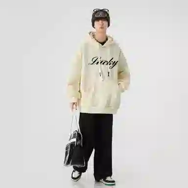 大卫贝肯 品牌字母简约基础款美式潮流休闲宽松连帽卫衣 男女同款 浅灰