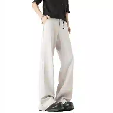 大卫贝肯 美式高街西裤可拆卸织带扣宽松纯色显高直筒轻薄透气垂坠感微喇休闲裤 男女同款